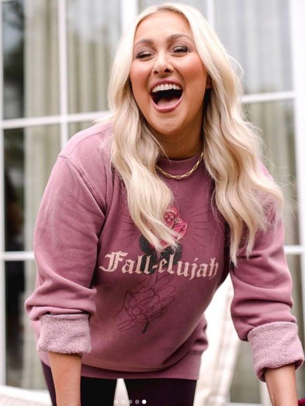 Living Fully Fall-elujah Skeleton Rose Sweatshirt Small